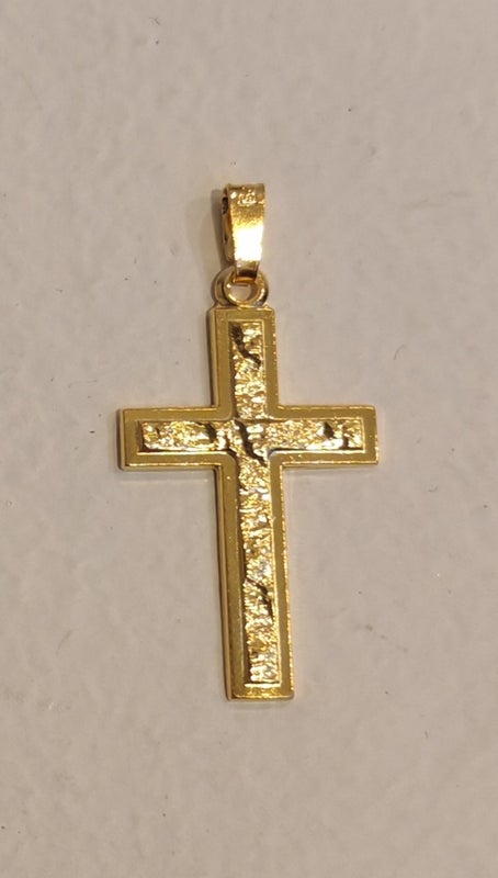 Keltakullattu risti r&ouml;p&ouml;pinta 2,5 cm